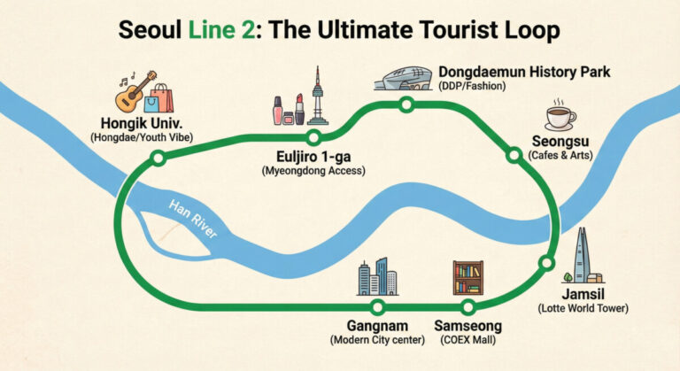korea subway line 2 must visit toursites