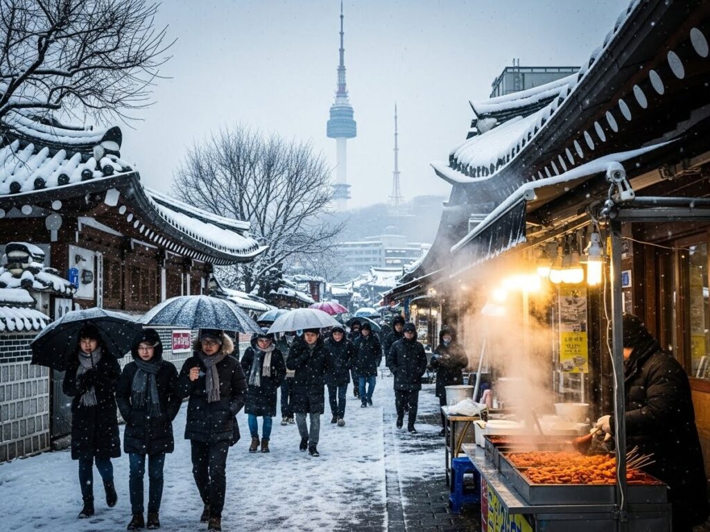winter in korea with heavy outerwear